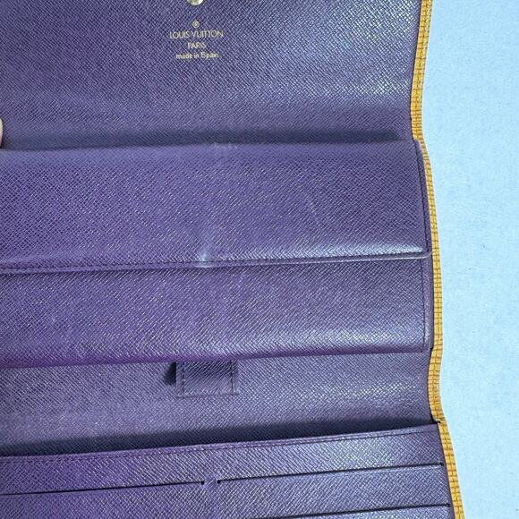 Louis Vuitton Epi Leather Sarah Wallet Yellow Long Bifold Purse Made in Spain - Picture 10 of 12